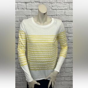 VINCE YELLOW & WHITE STRIPED LONG SLEEVE TEE TOP SIZE S